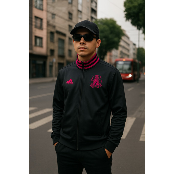 Adidas Mexico National Team Track Jacket Black Pink Men's S - 2020 FH7838 - Picture 1 of 10